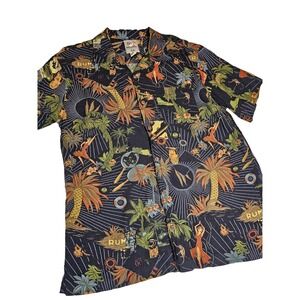 Steve & Barry's Classic Hawaiian Shirt XL Black Rum Hula Dancer Tropical Rayon